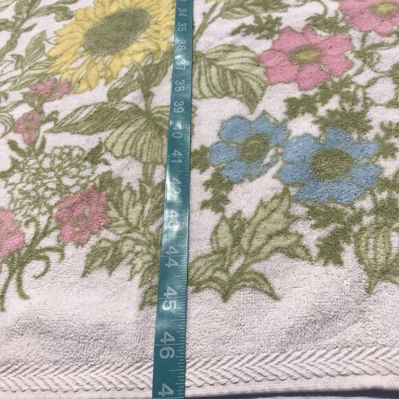 Vtg Cannon Royal Family  Sunflower 70s Floral Bath hand Wash Towel Set MCM Boho - Picture 12 of 16
